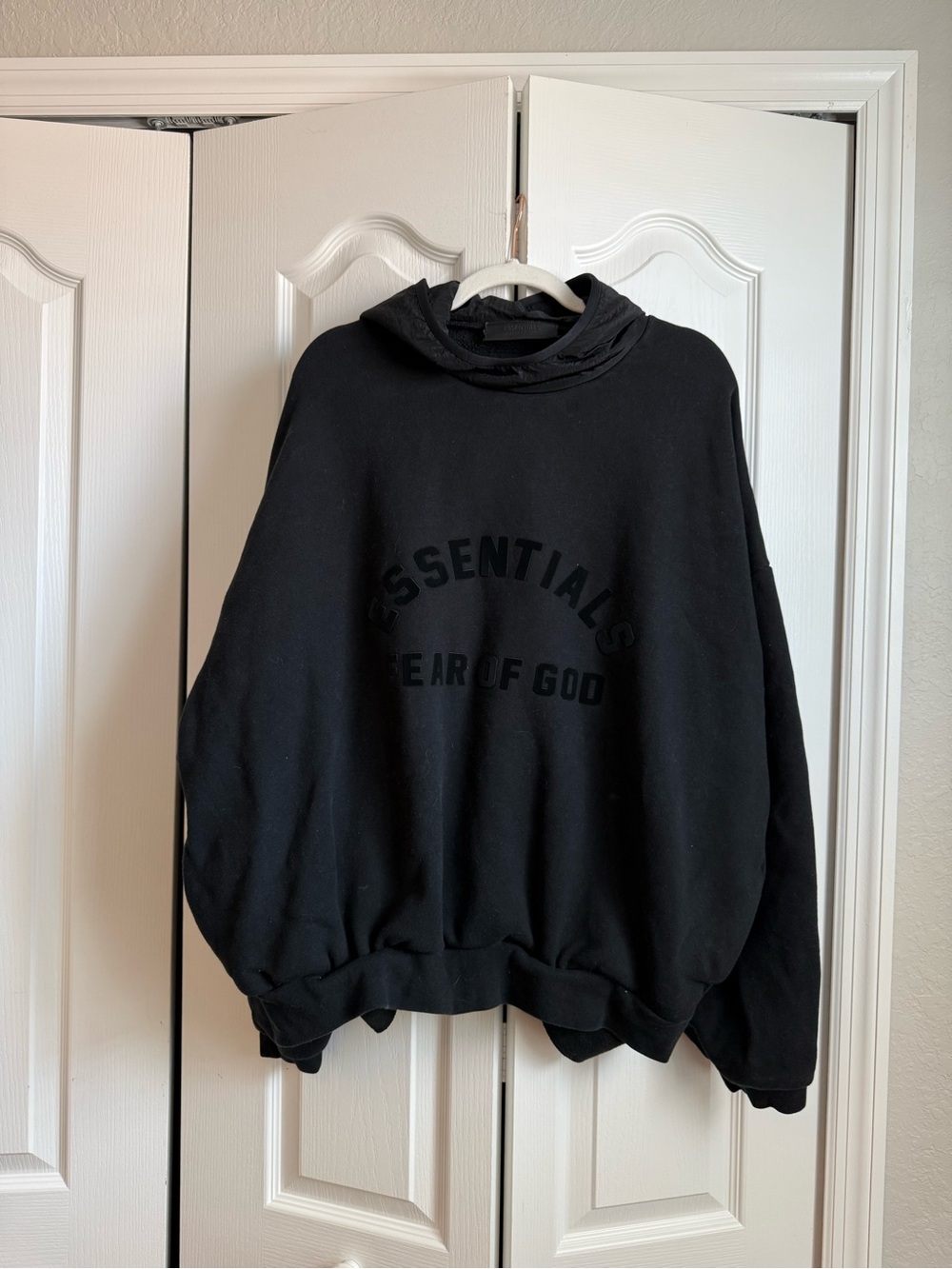 Essentials Fear Of God Black Hoodie with Fleece Hood